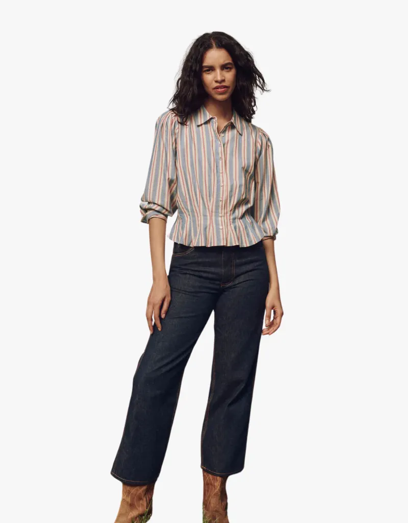 The Great The Honor Top in Blue Frontier Stripe
