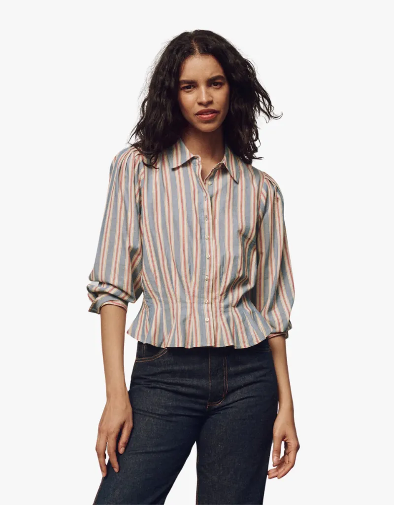 The Great The Honor Top in Blue Frontier Stripe