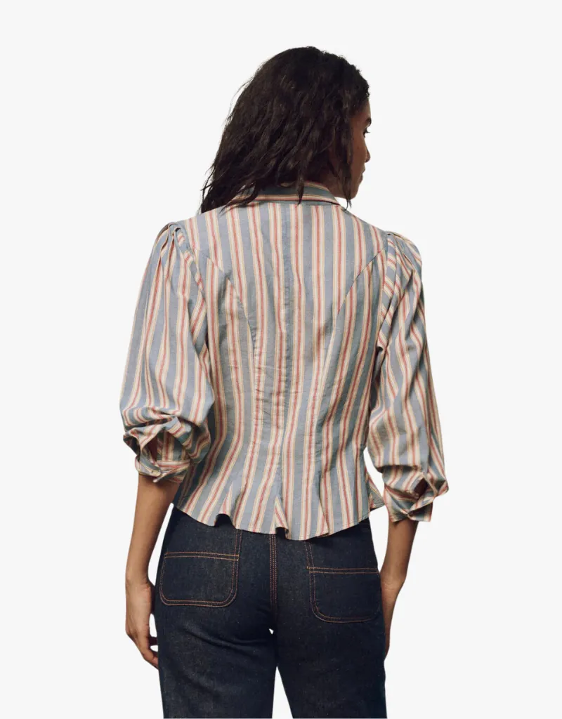 The Great The Honor Top in Blue Frontier Stripe