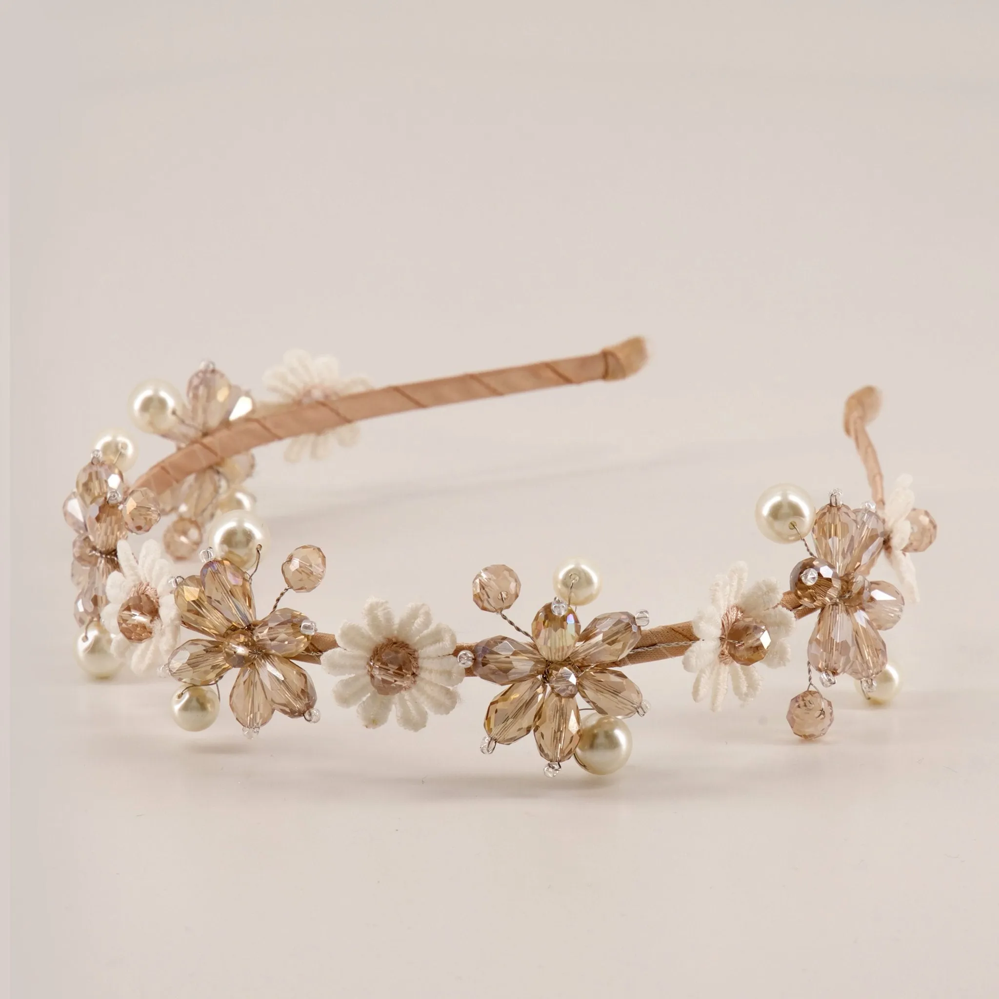 The Kalene Flower Crystal & Pearl Designer Headband