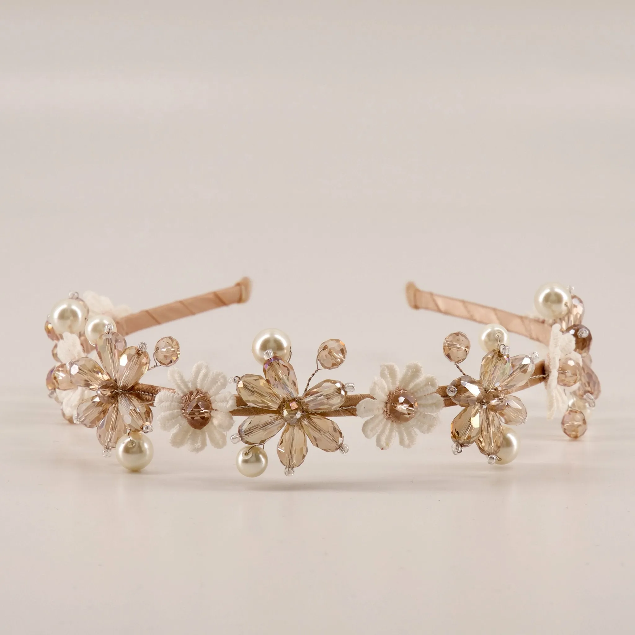 The Kalene Flower Crystal & Pearl Designer Headband