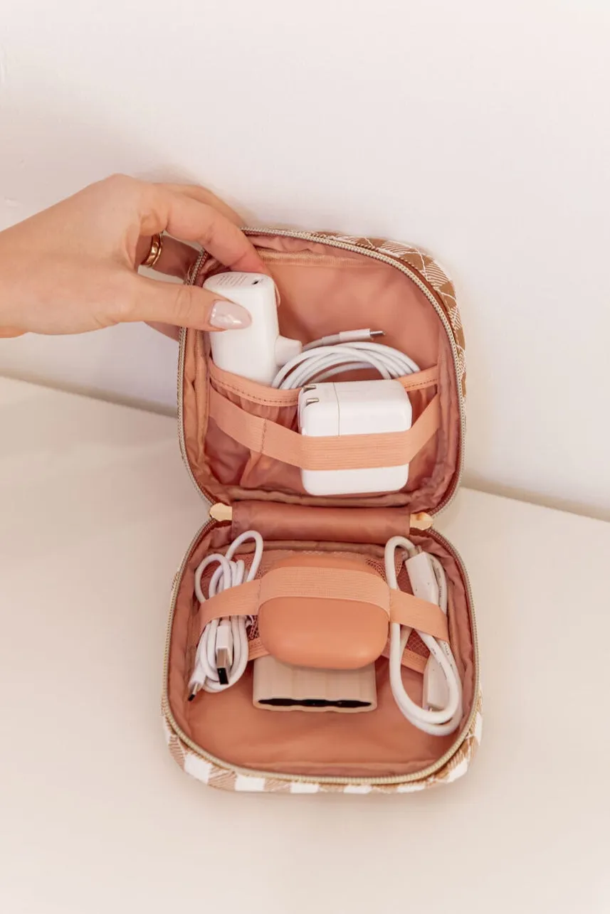 The Quilted Teched Out Case Brown Gingham