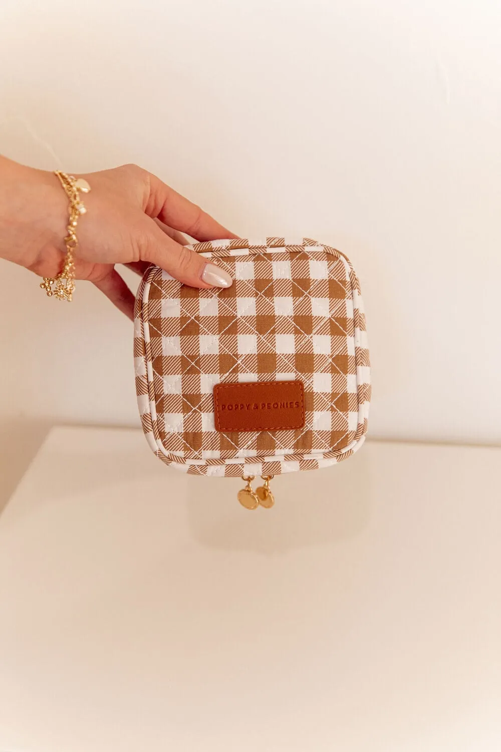 The Quilted Teched Out Case Brown Gingham