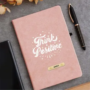 Think Positive Printed Hard Cover Diary - Pink