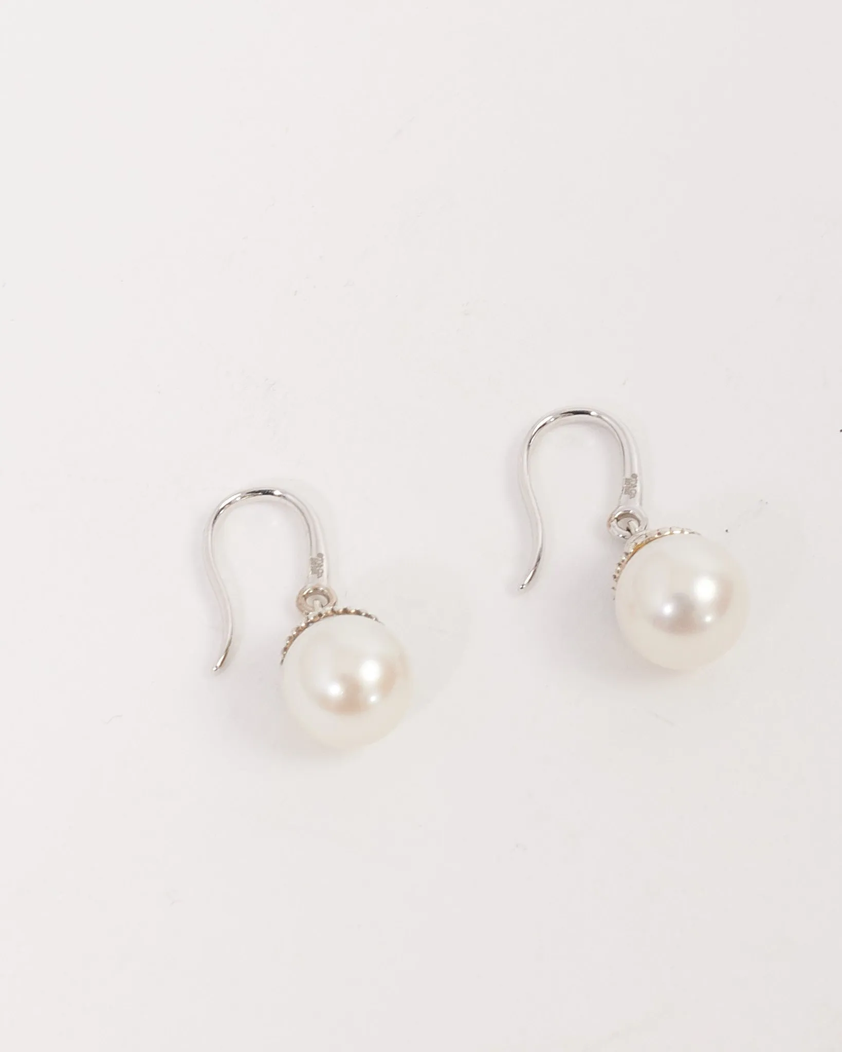 Tiffany & Co. Silver Ziegfeld Pearl Drop Earrings