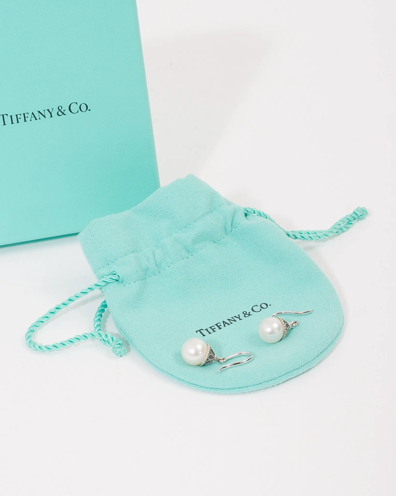 Tiffany & Co. Silver Ziegfeld Pearl Drop Earrings
