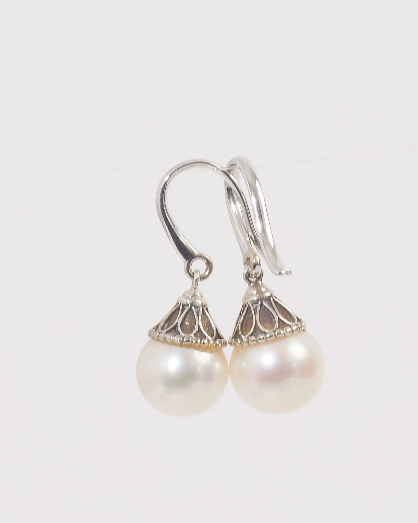 Tiffany & Co. Silver Ziegfeld Pearl Drop Earrings