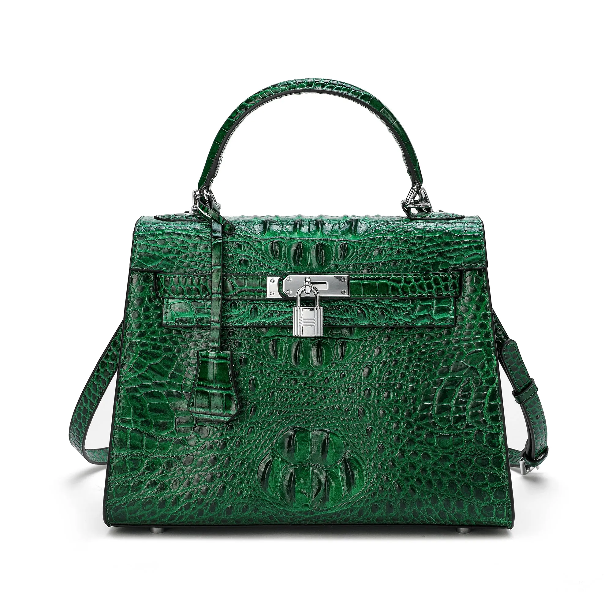 Tiffany & Fred Alligator Embossed Leather Satchel/Shoulder Bag