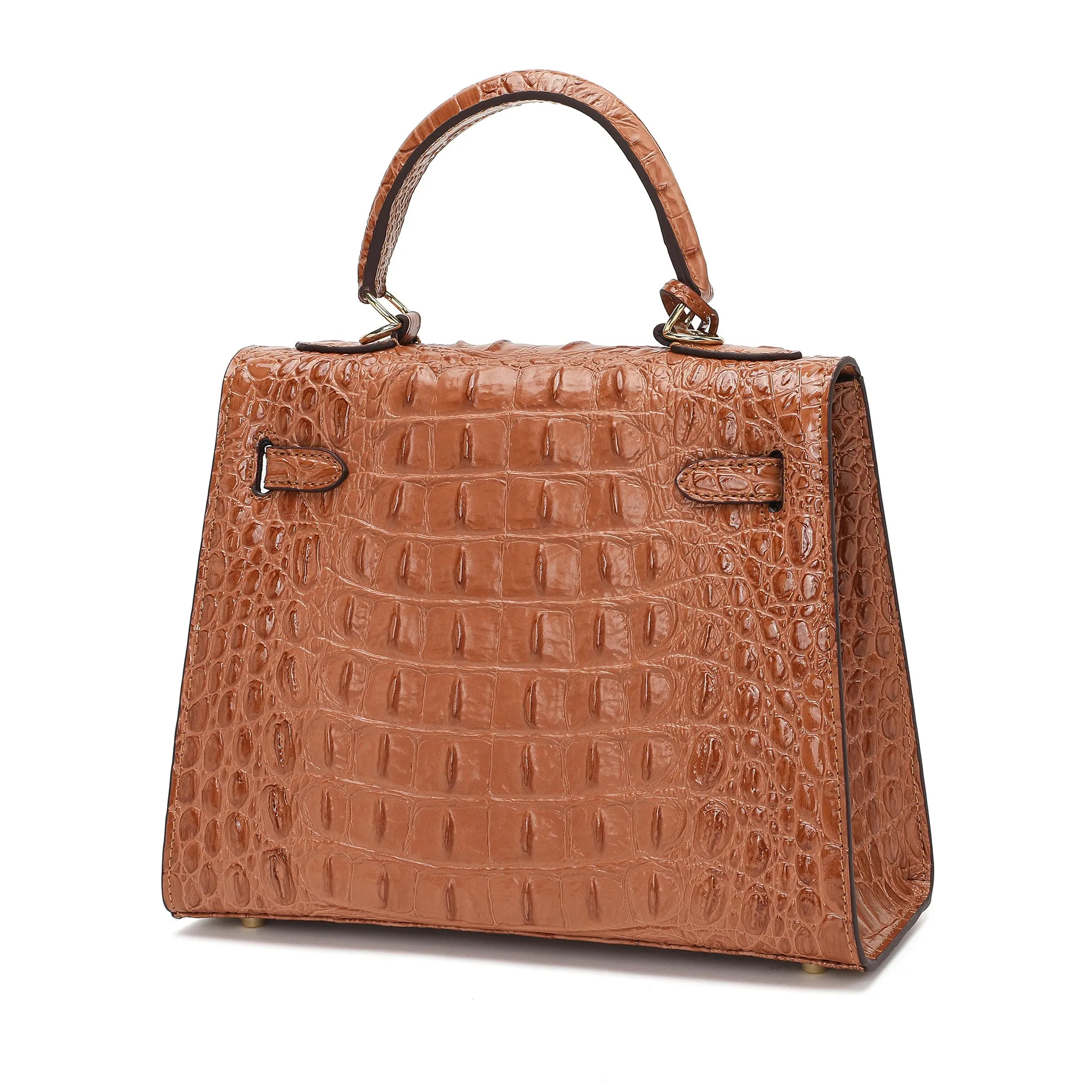 Tiffany & Fred Alligator Embossed Leather Satchel/Shoulder Bag