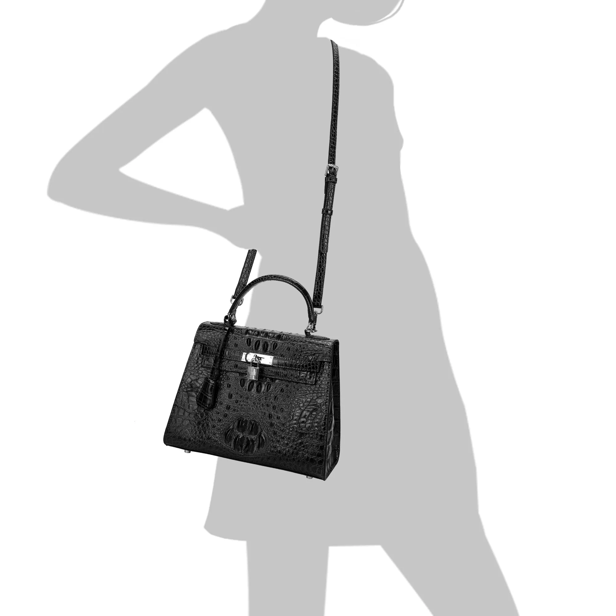 Tiffany & Fred Alligator Embossed Leather Satchel/Shoulder Bag