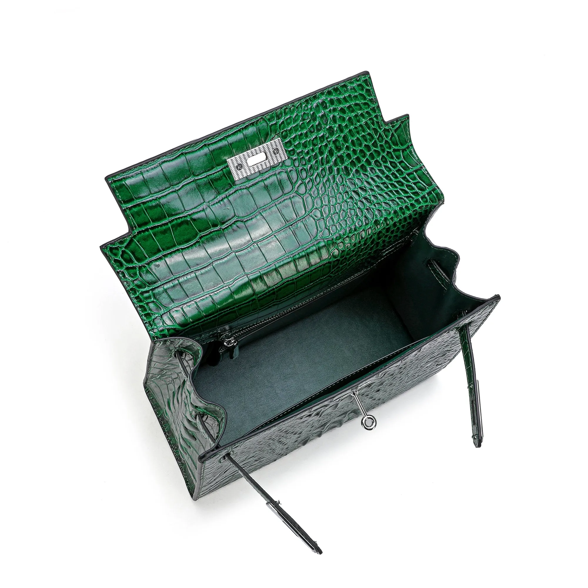 Tiffany & Fred Alligator Embossed Leather Satchel/Shoulder Bag