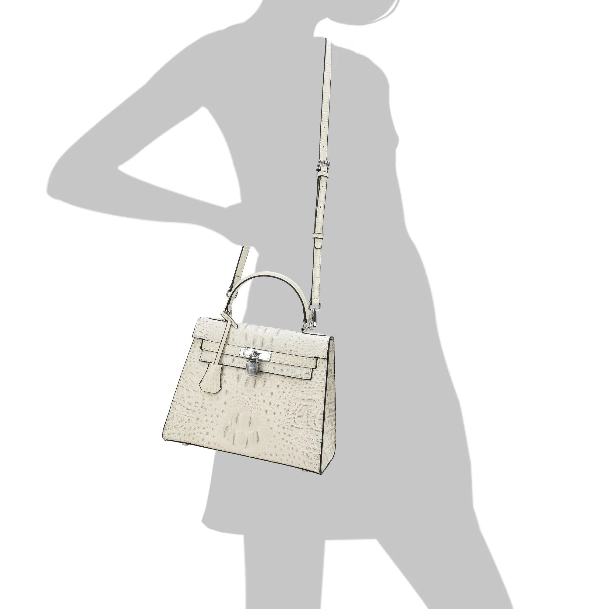 Tiffany & Fred Alligator Embossed Leather Satchel/Shoulder Bag