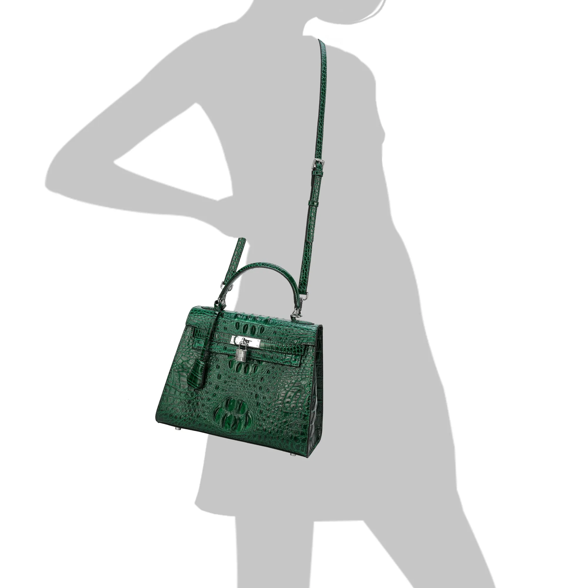 Tiffany & Fred Alligator Embossed Leather Satchel/Shoulder Bag
