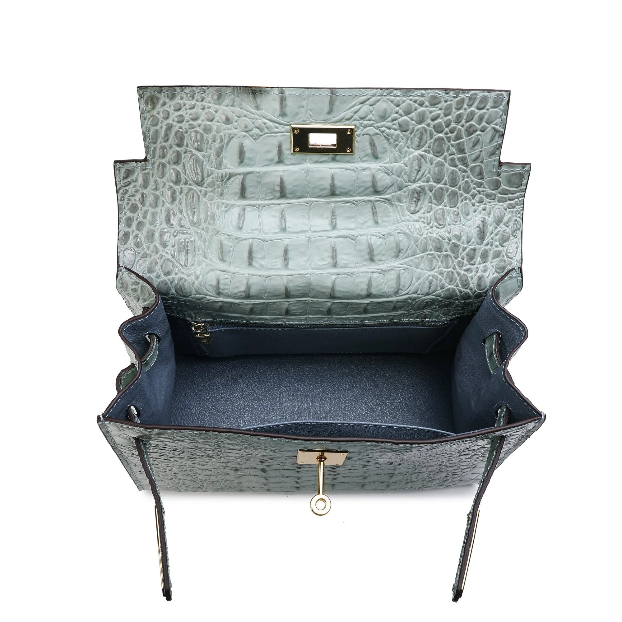 Tiffany & Fred Alligator Embossed Leather Satchel/Shoulder Bag
