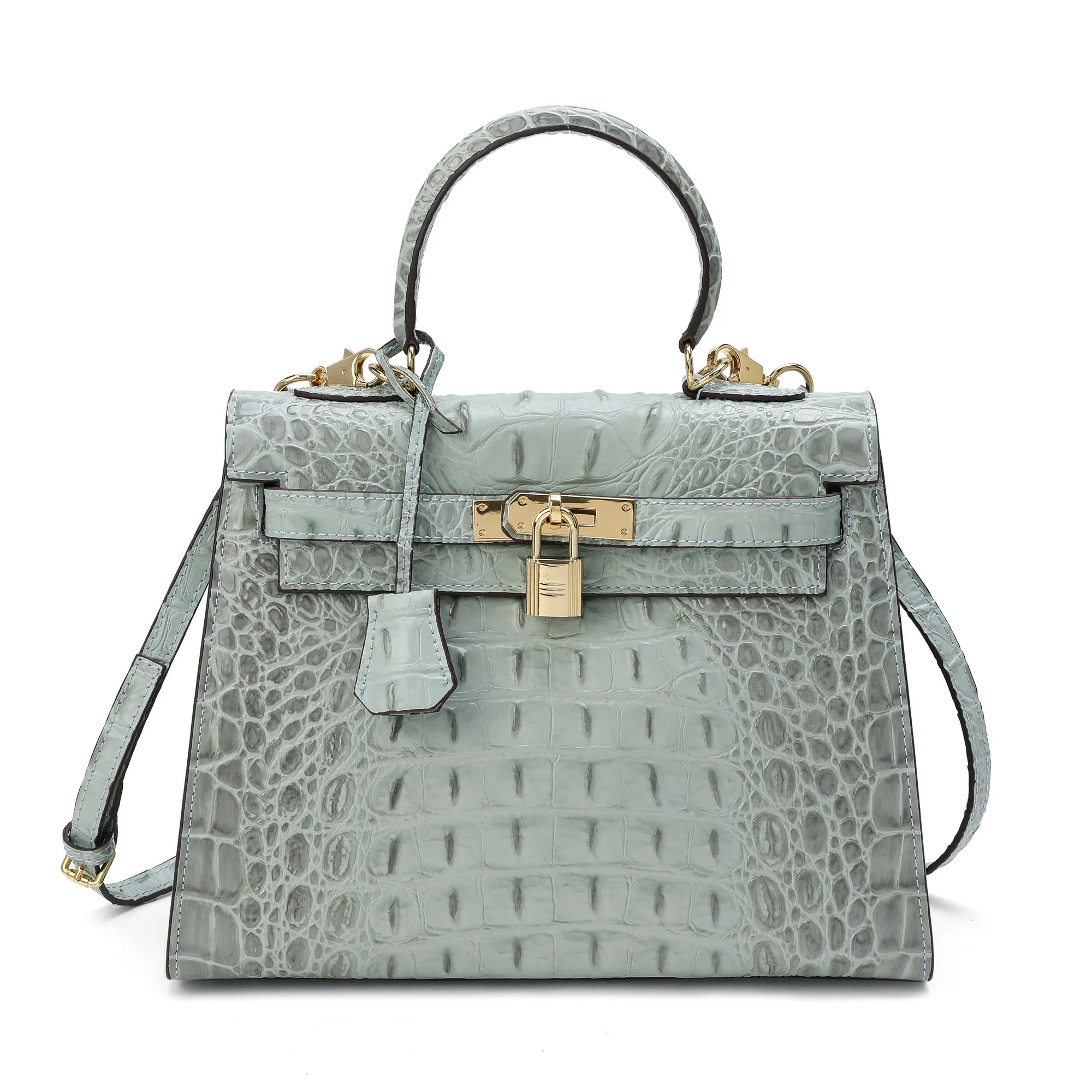 Tiffany & Fred Alligator Embossed Leather Satchel/Shoulder Bag