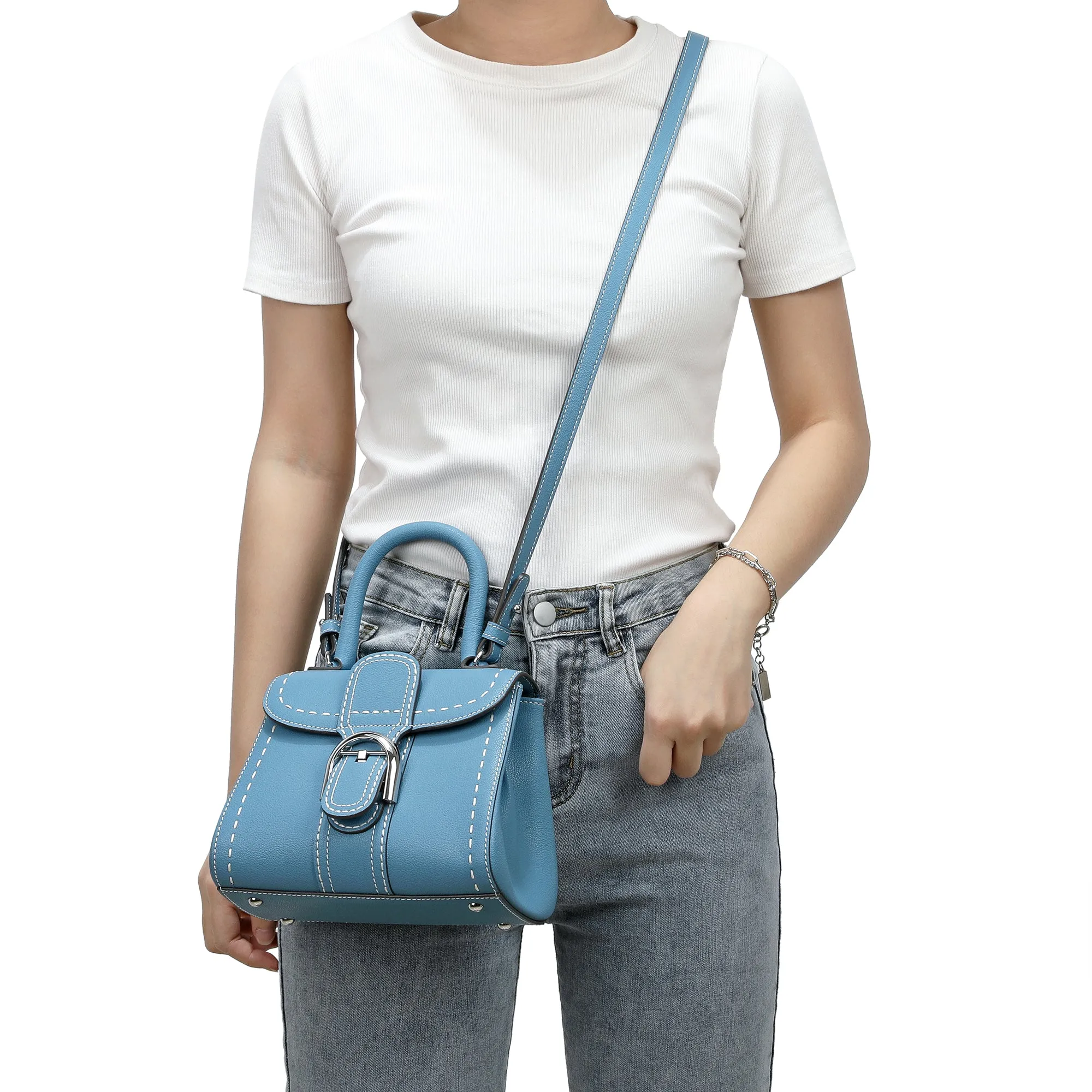 Tiffany & Fred Full-Grain Leather Satchel/Shoulder Bag
