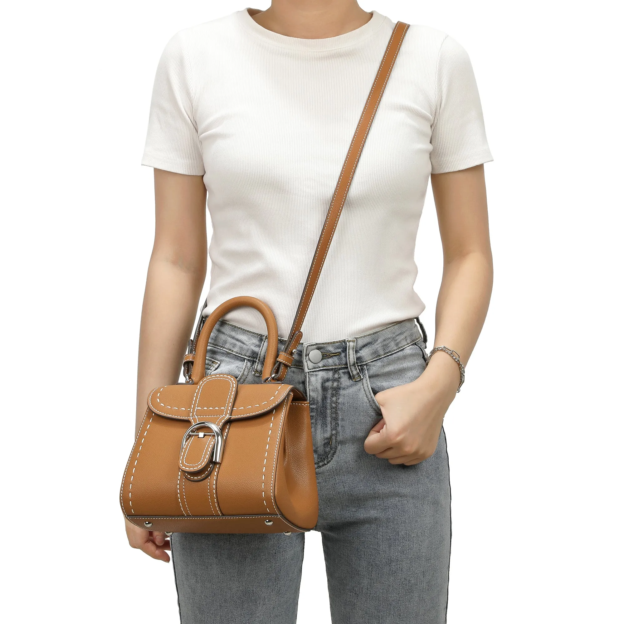 Tiffany & Fred Full-Grain Leather Satchel/Shoulder Bag