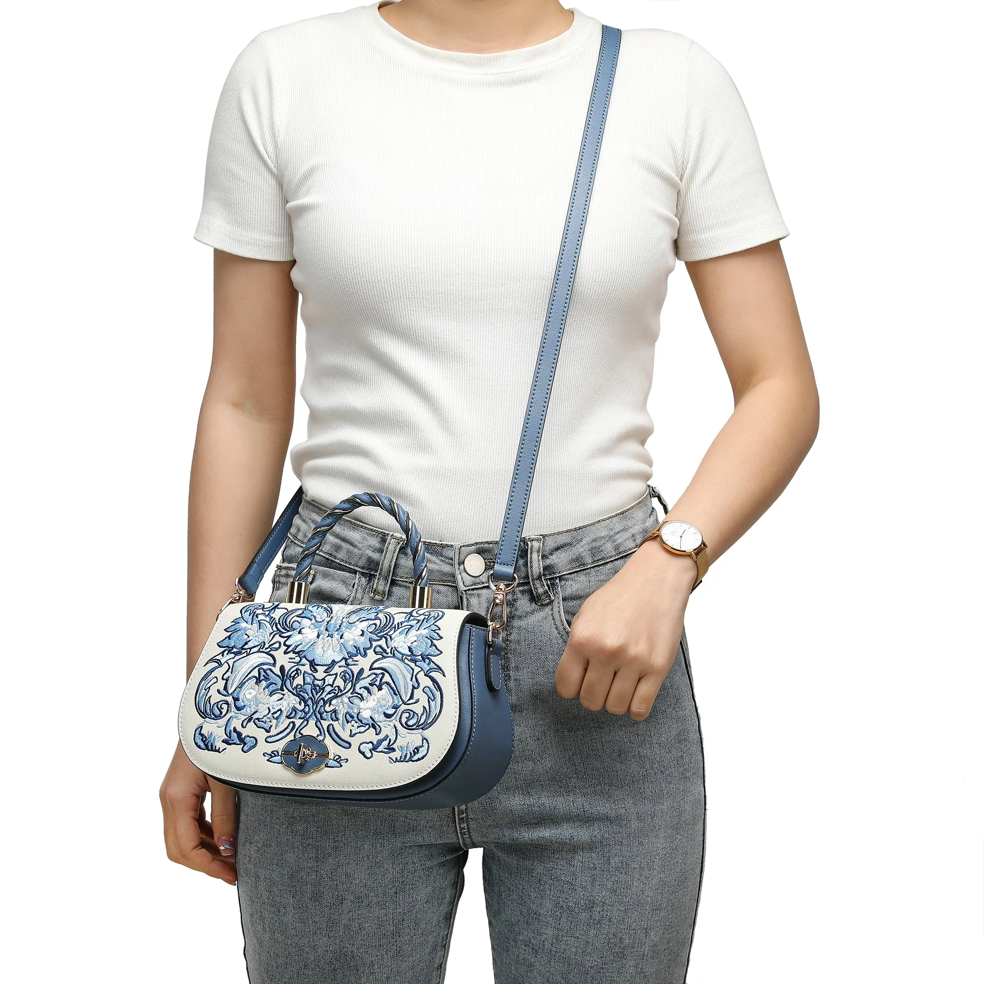 Tiffany & Fred Smooth Sewn Satchel/Shoulder Bag