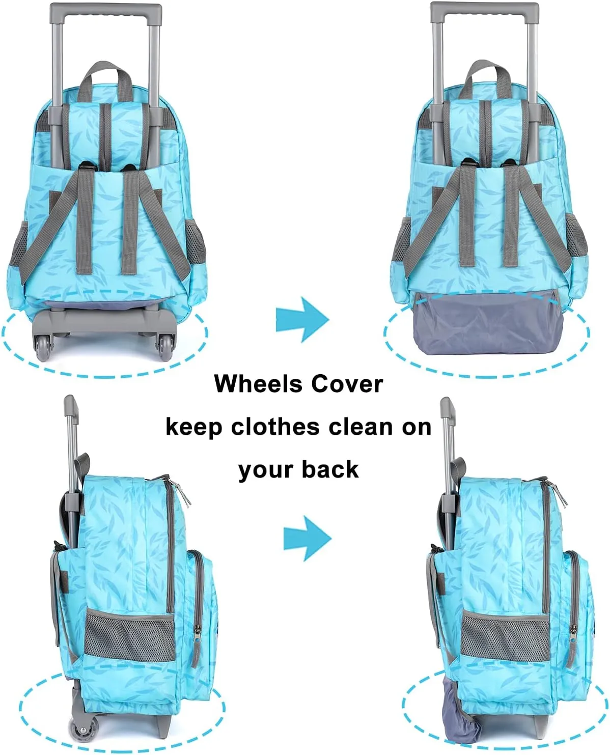 Tilami Blue Koala Double Handle Rolling Backpack 18 inch with Lunch Bag