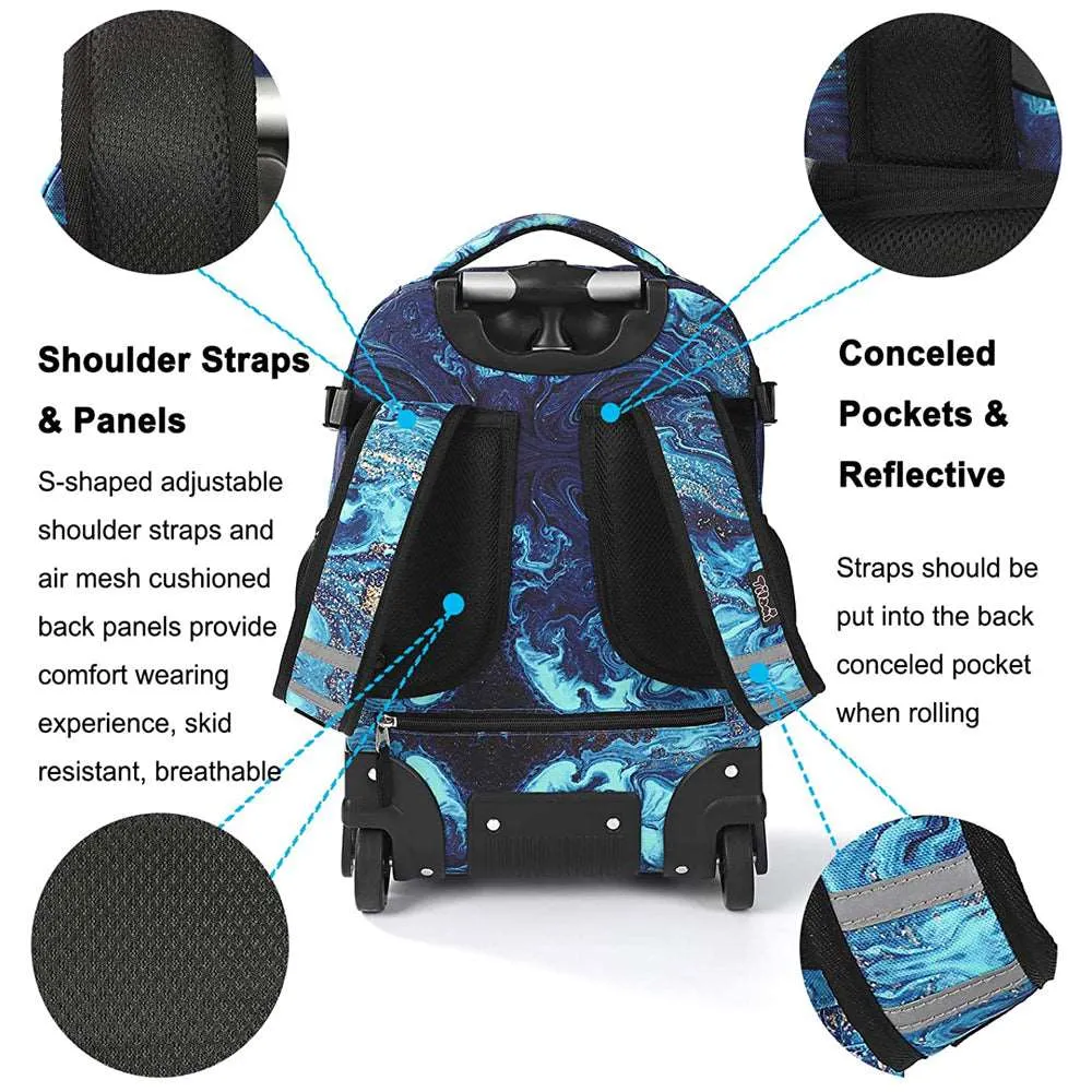 Tilami Blue Wave 18 inch Kids Rolling Backpack