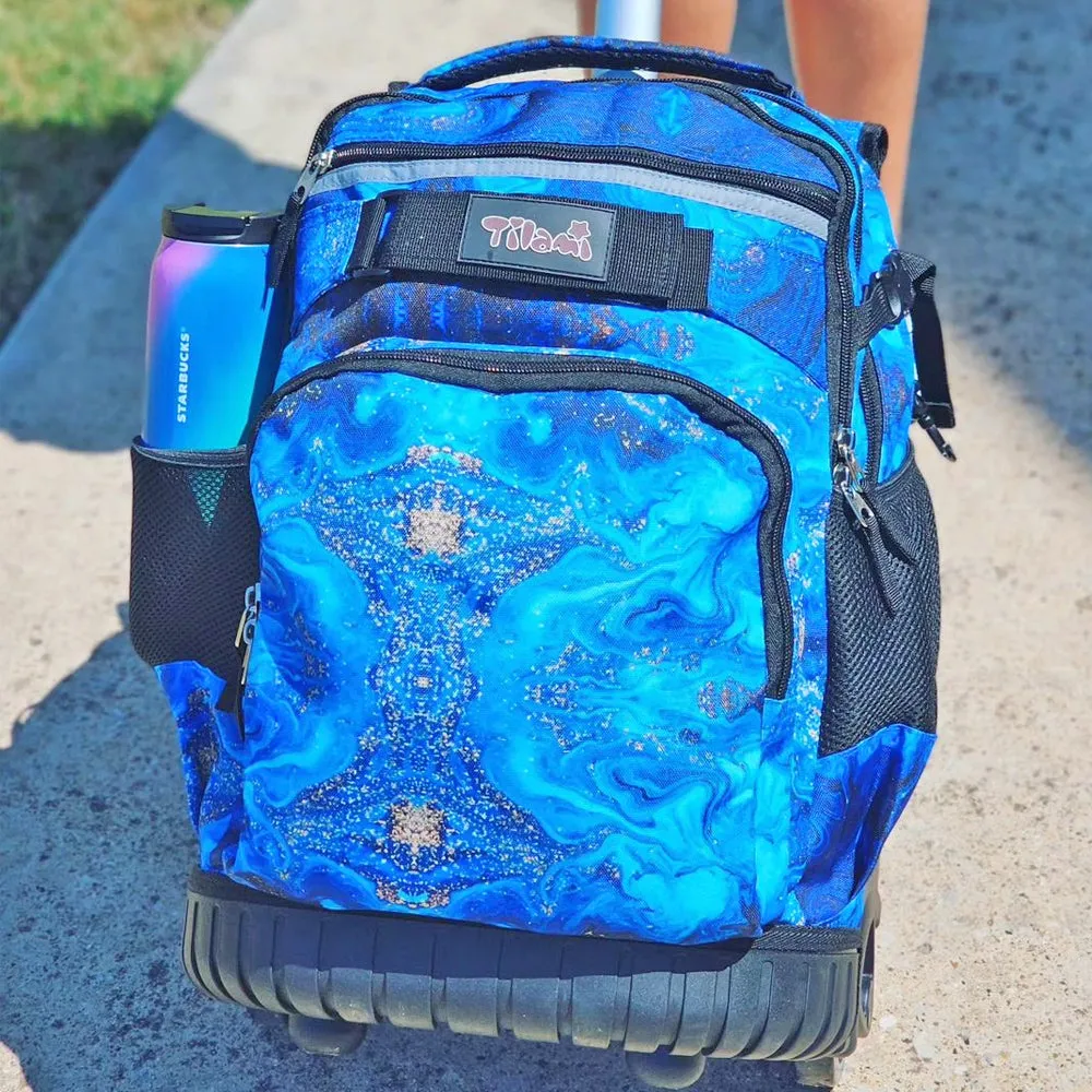 Tilami Blue Wave 18 inch Kids Rolling Backpack