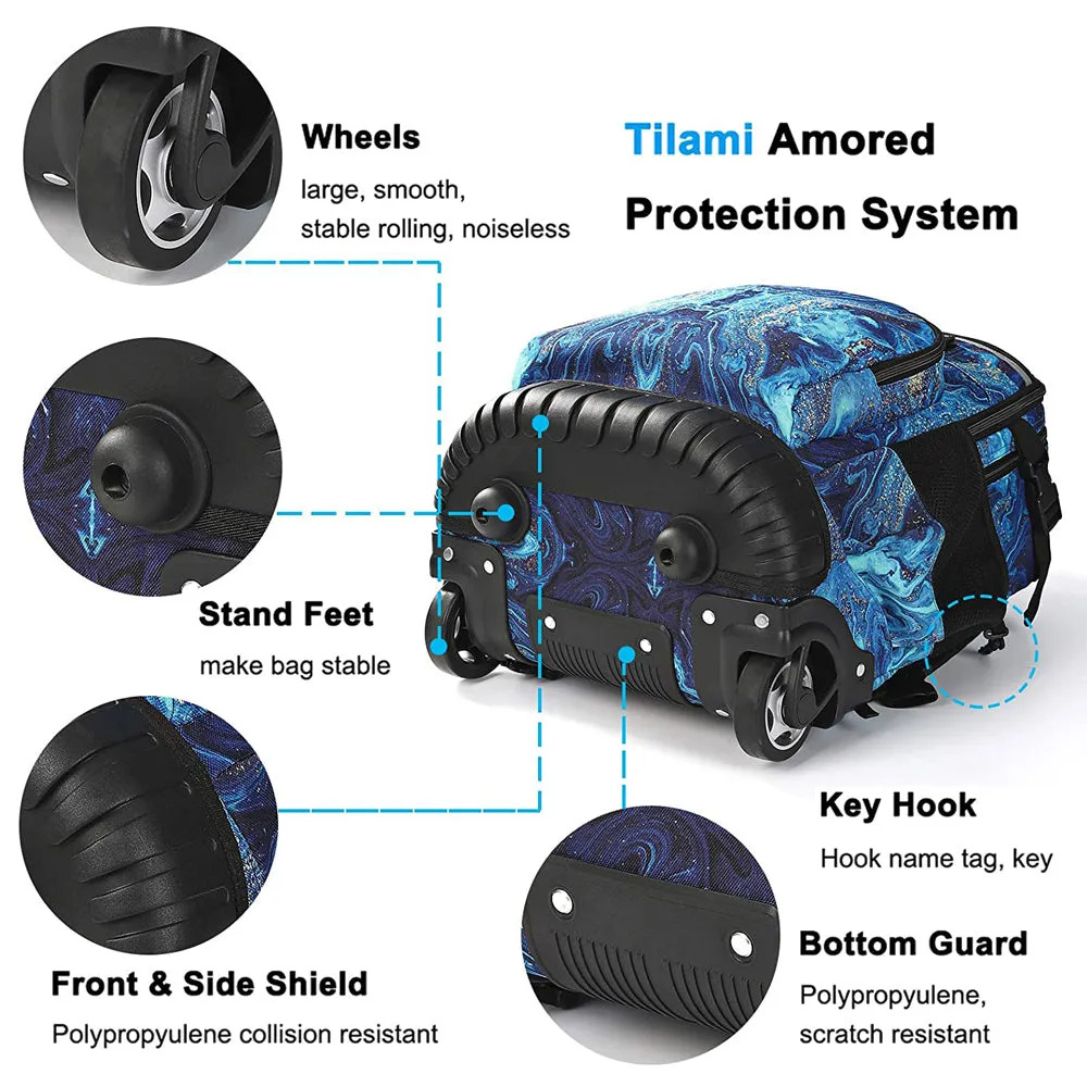 Tilami Blue Wave 18 inch Kids Rolling Backpack