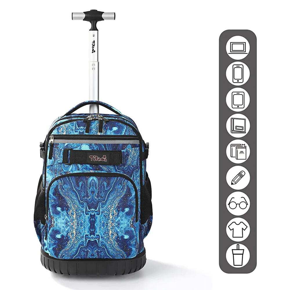 Tilami Blue Wave 18 inch Kids Rolling Backpack