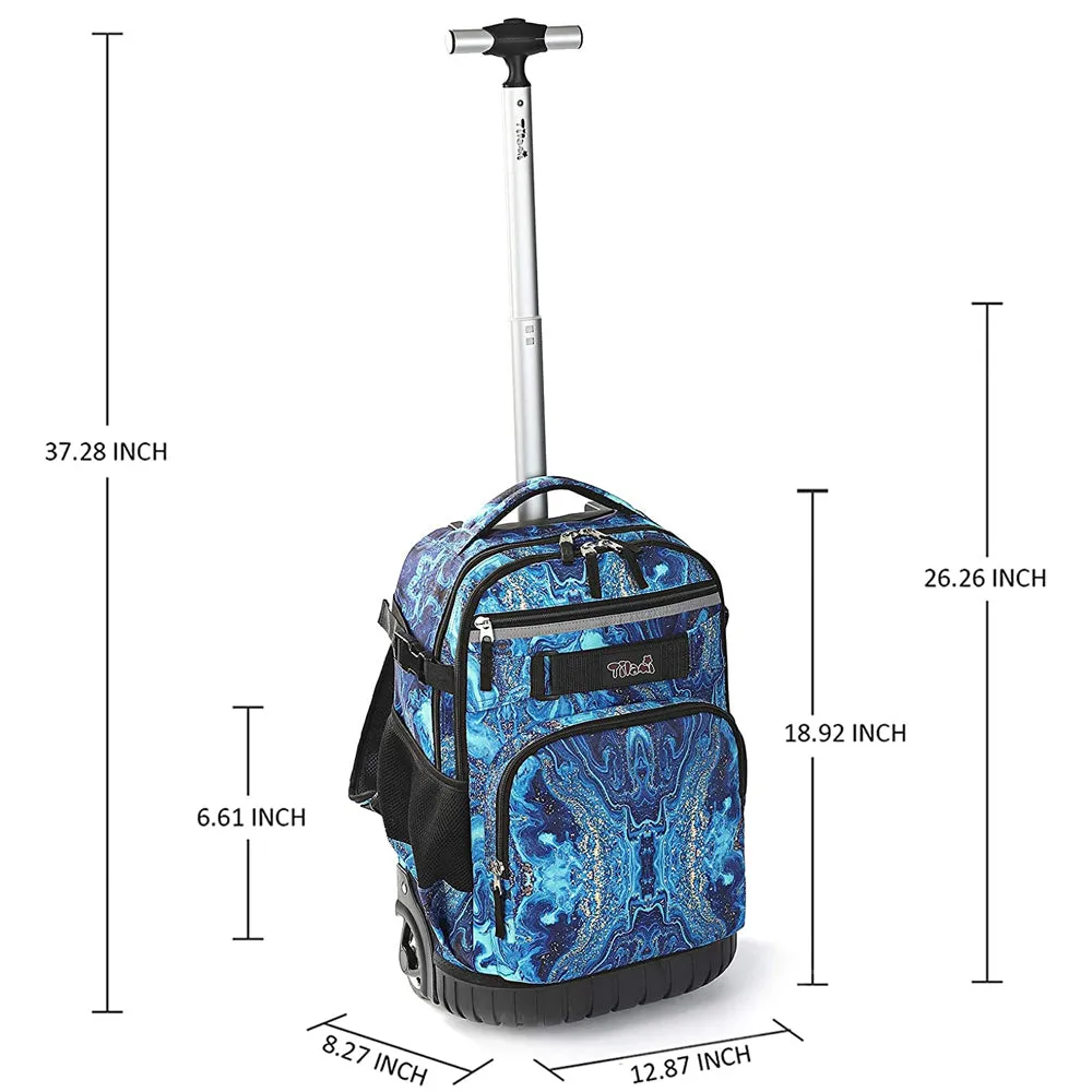 Tilami Blue Wave 18 inch Kids Rolling Backpack