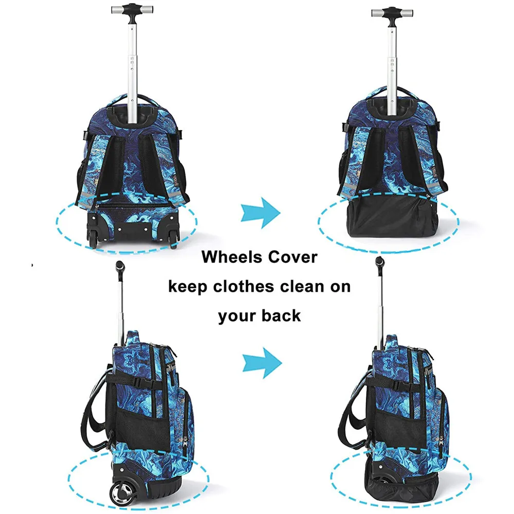Tilami Blue Wave 18 inch Kids Rolling Backpack