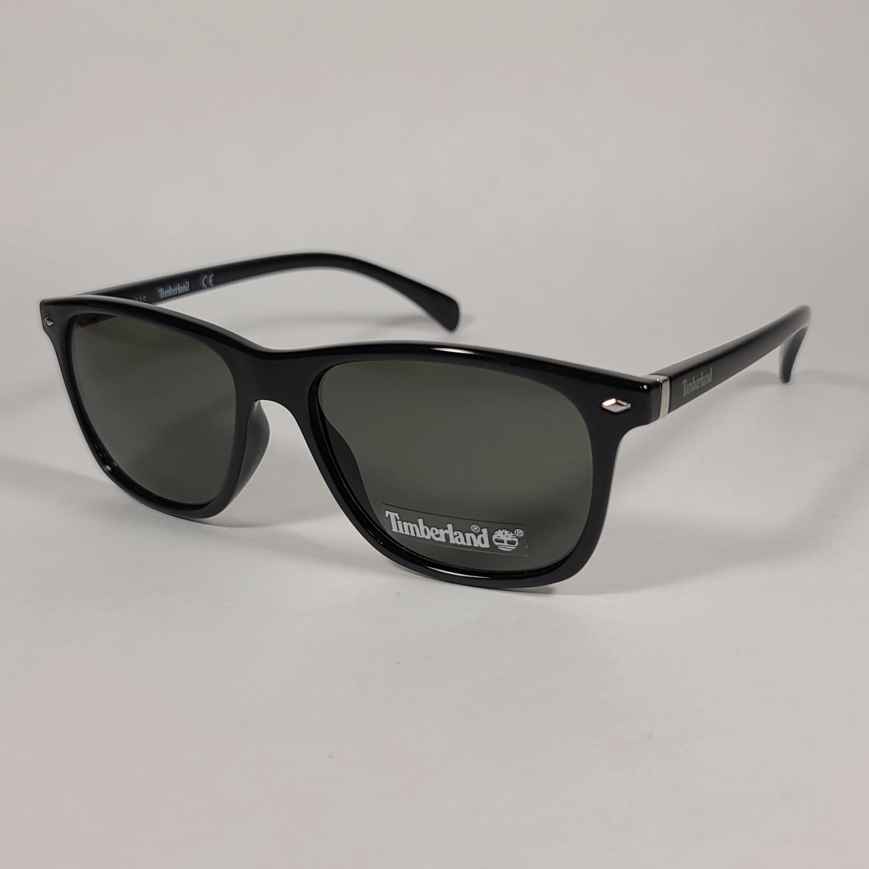 Timberland Square Sunglasses Shiny Black Frame Green Lens TB7140 01N