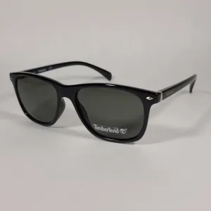 Timberland Square Sunglasses Shiny Black Frame Green Lens TB7140 01N