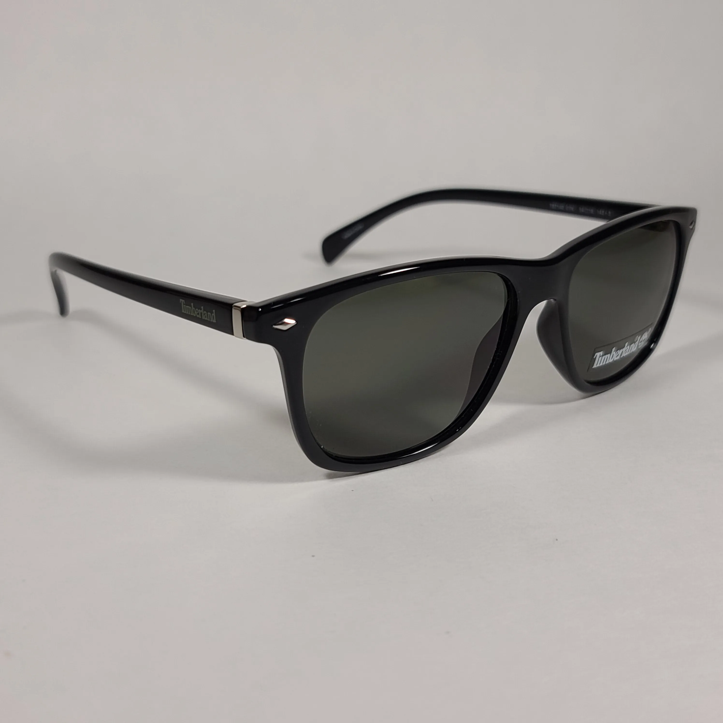Timberland Square Sunglasses Shiny Black Frame Green Lens TB7140 01N