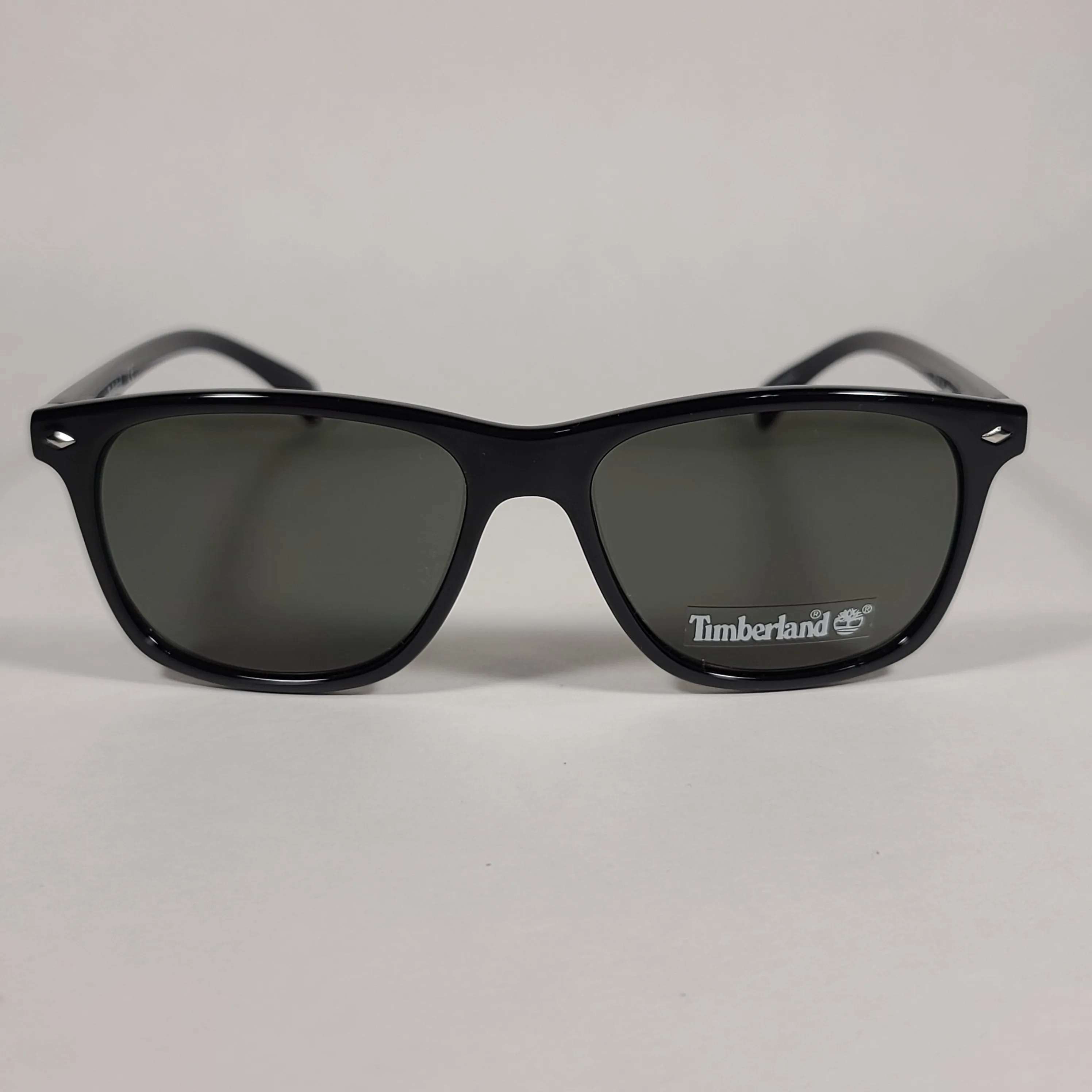 Timberland Square Sunglasses Shiny Black Frame Green Lens TB7140 01N