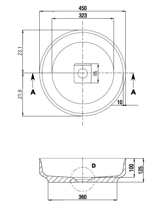 Toka Lite Fine Edged Basin - Circle Shaped - 450mm - CSB60-450