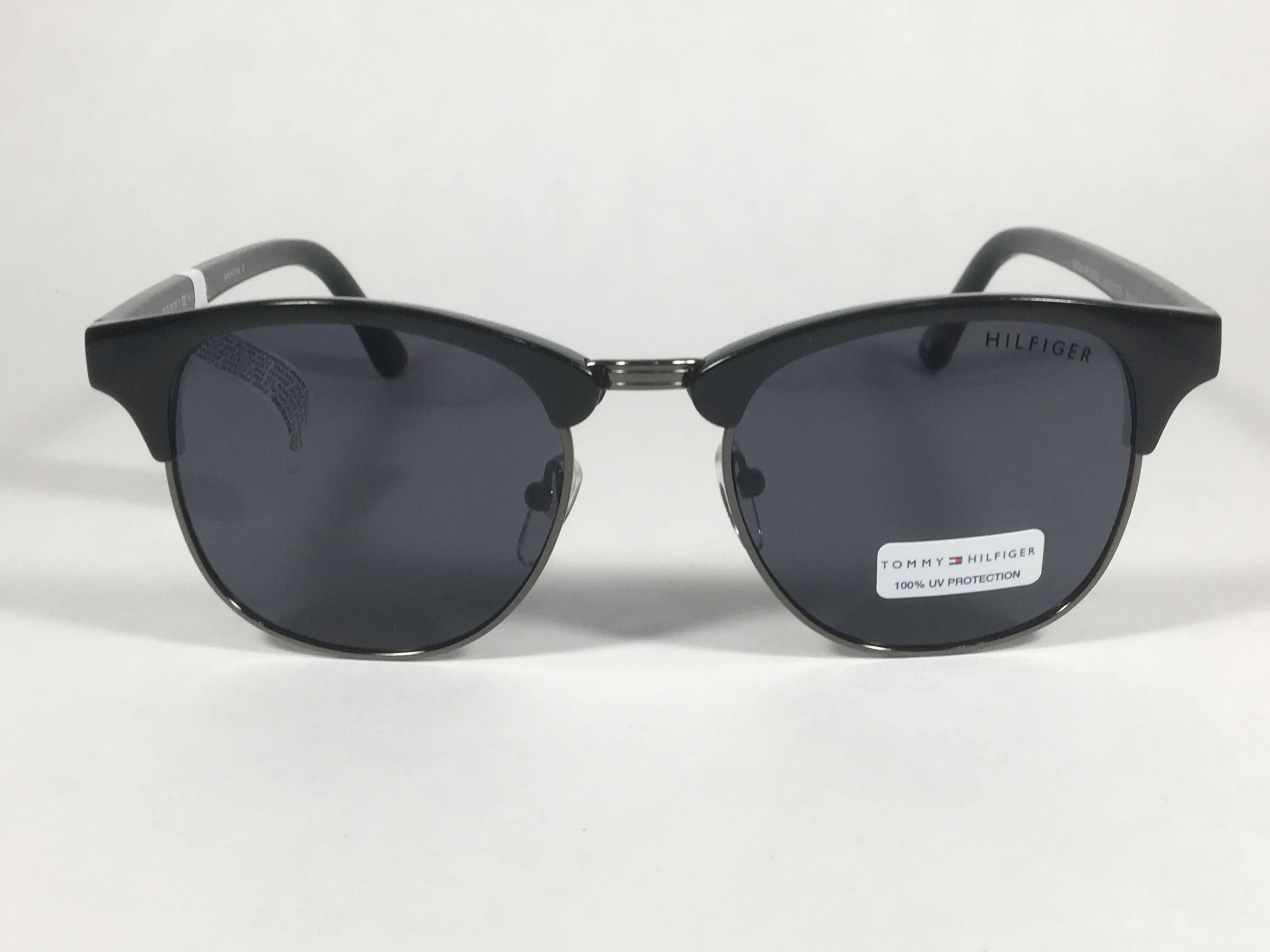 Tommy Hilfiger "Bryan" Square Club Sunglasses Black Gunmetal Gray Lens BRYAN MP OU107