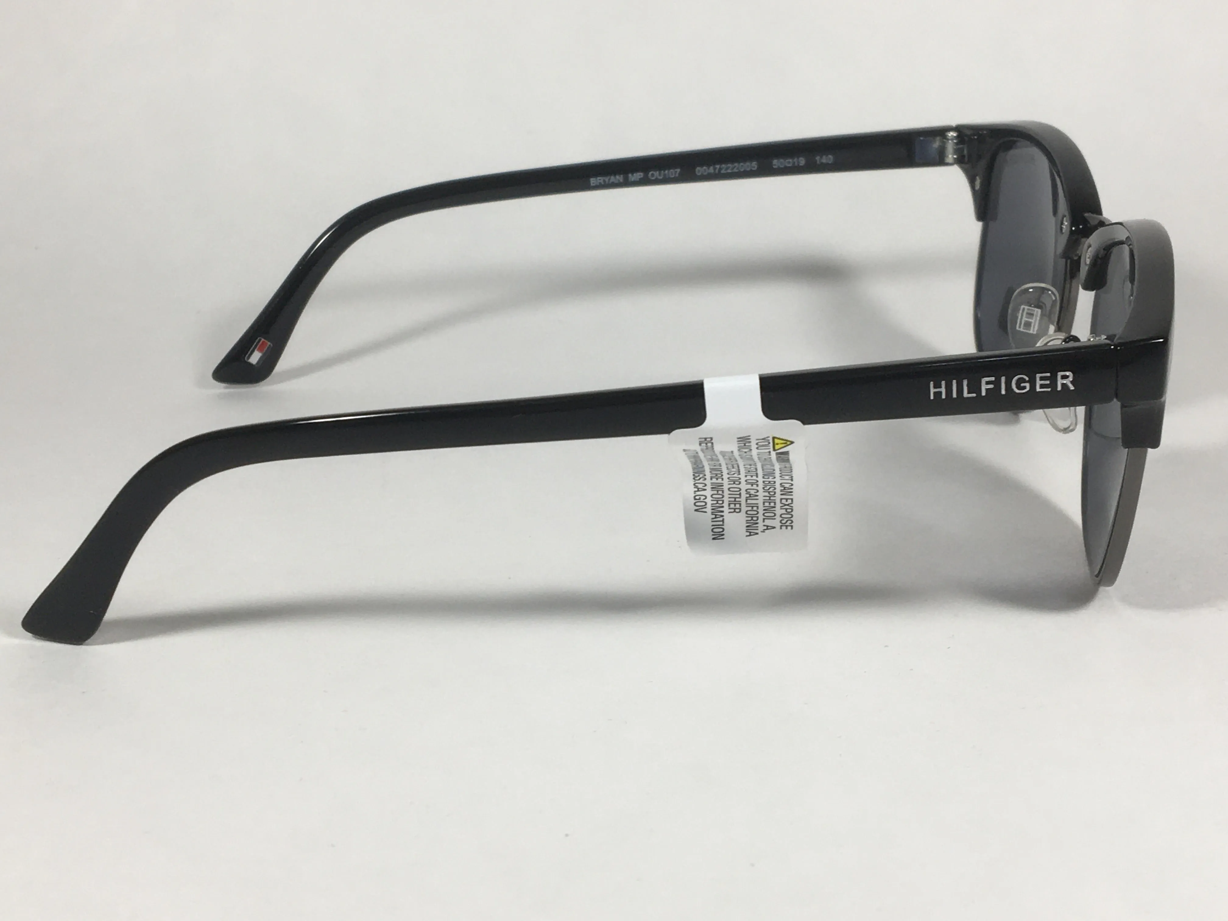 Tommy Hilfiger "Bryan" Square Club Sunglasses Black Gunmetal Gray Lens BRYAN MP OU107