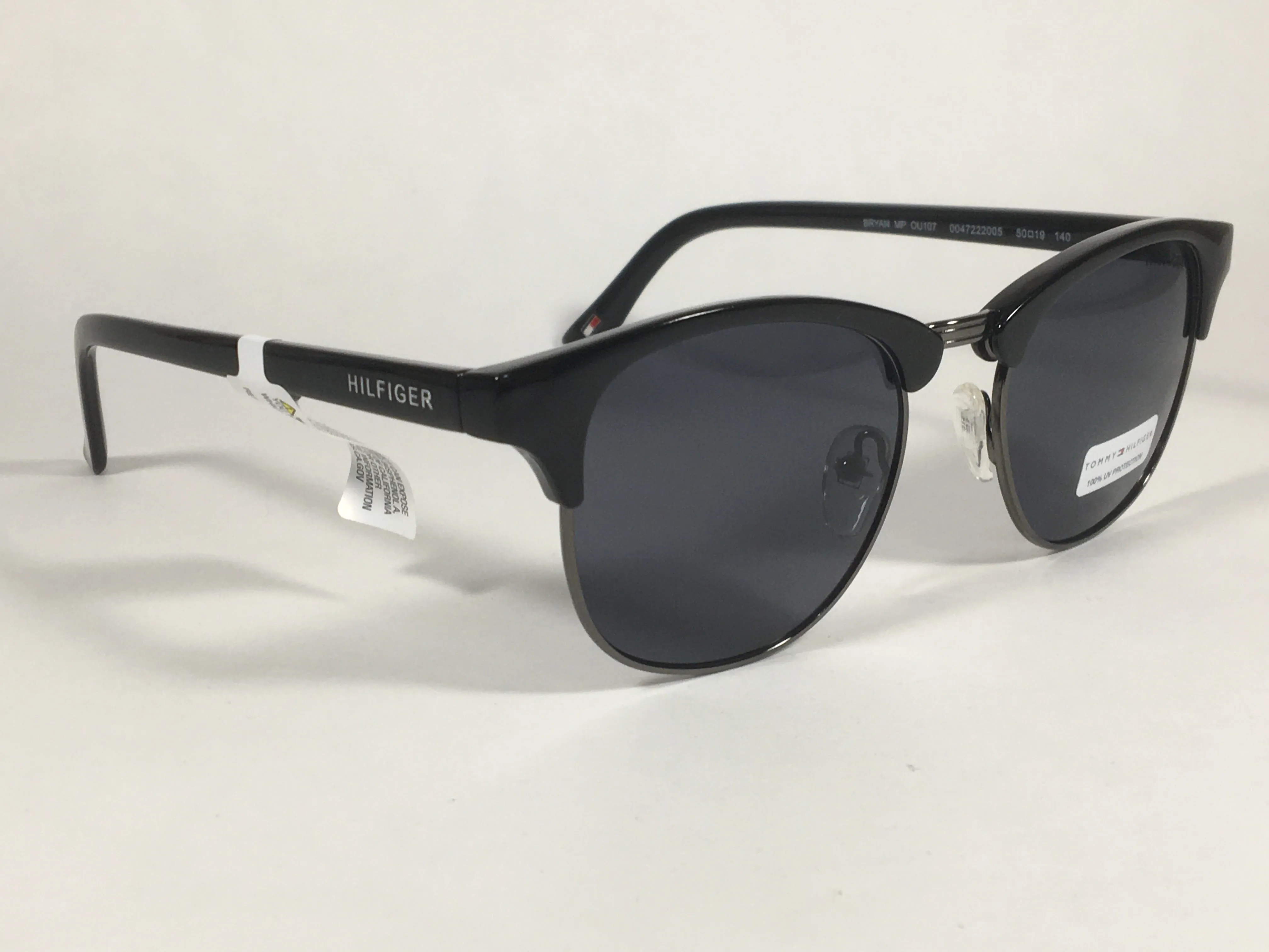 Tommy Hilfiger "Bryan" Square Club Sunglasses Black Gunmetal Gray Lens BRYAN MP OU107