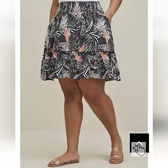 🦜Torrid Tropical Mini Challis Smocked Waist Skirt NWT 3x