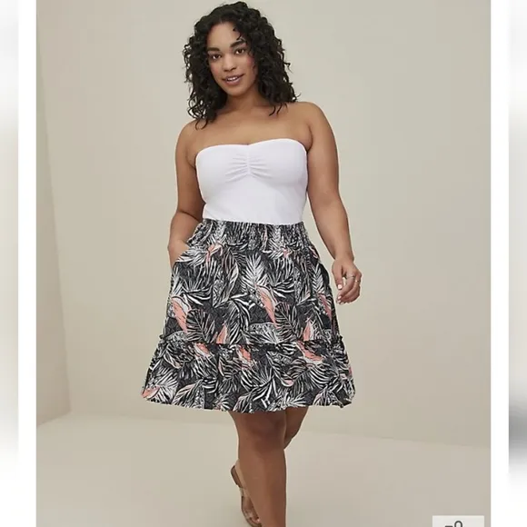🦜Torrid Tropical Mini Challis Smocked Waist Skirt NWT 3x