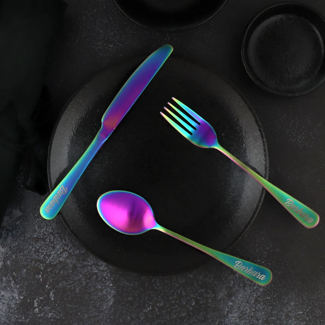 Traditional Travel Flatware Set in a Roll (Satin Rainbow)