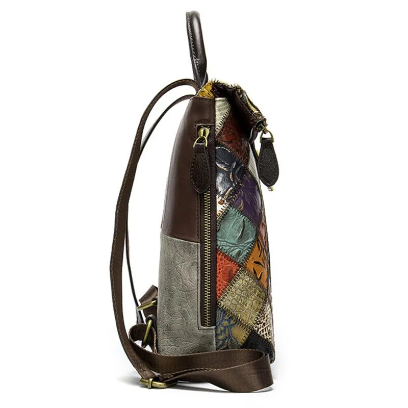 Trendy Delicate Ethnic Patchwork Multi-color Backpack For Women