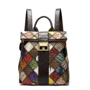 Trendy Delicate Ethnic Patchwork Multi-color Backpack For Women
