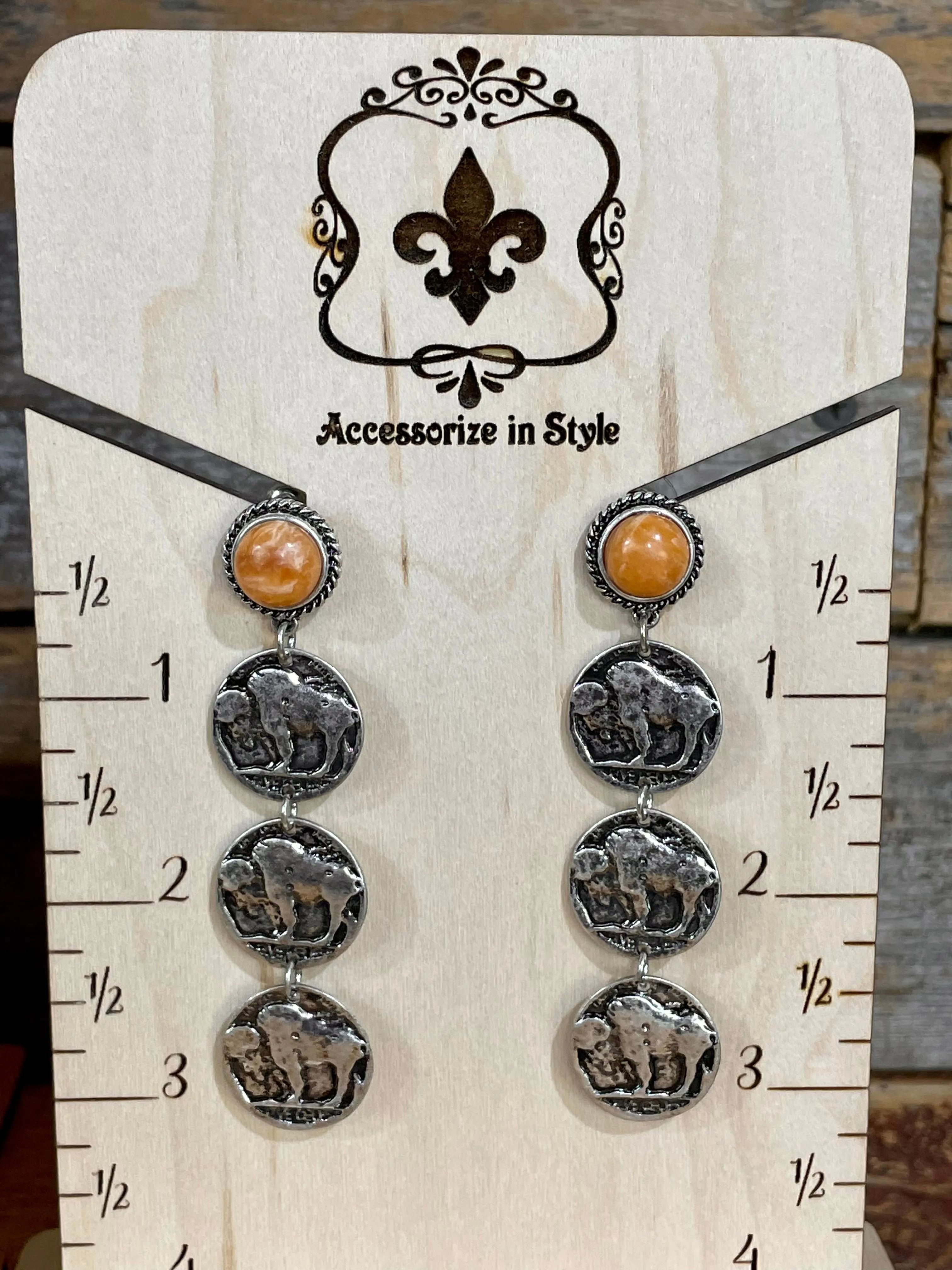 Triple Buffalo Nickel Post Earrings