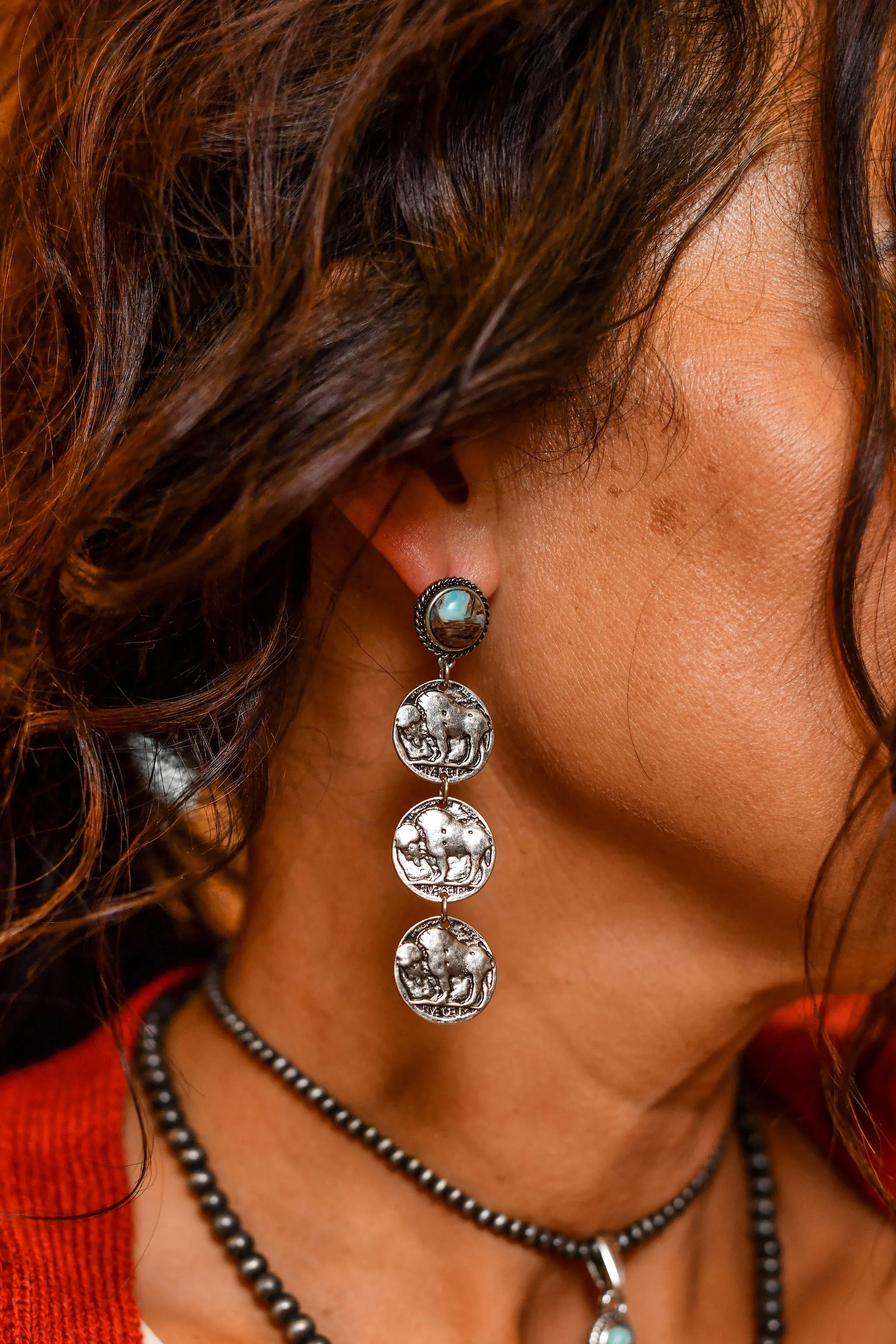Triple Buffalo Nickel Post Earrings