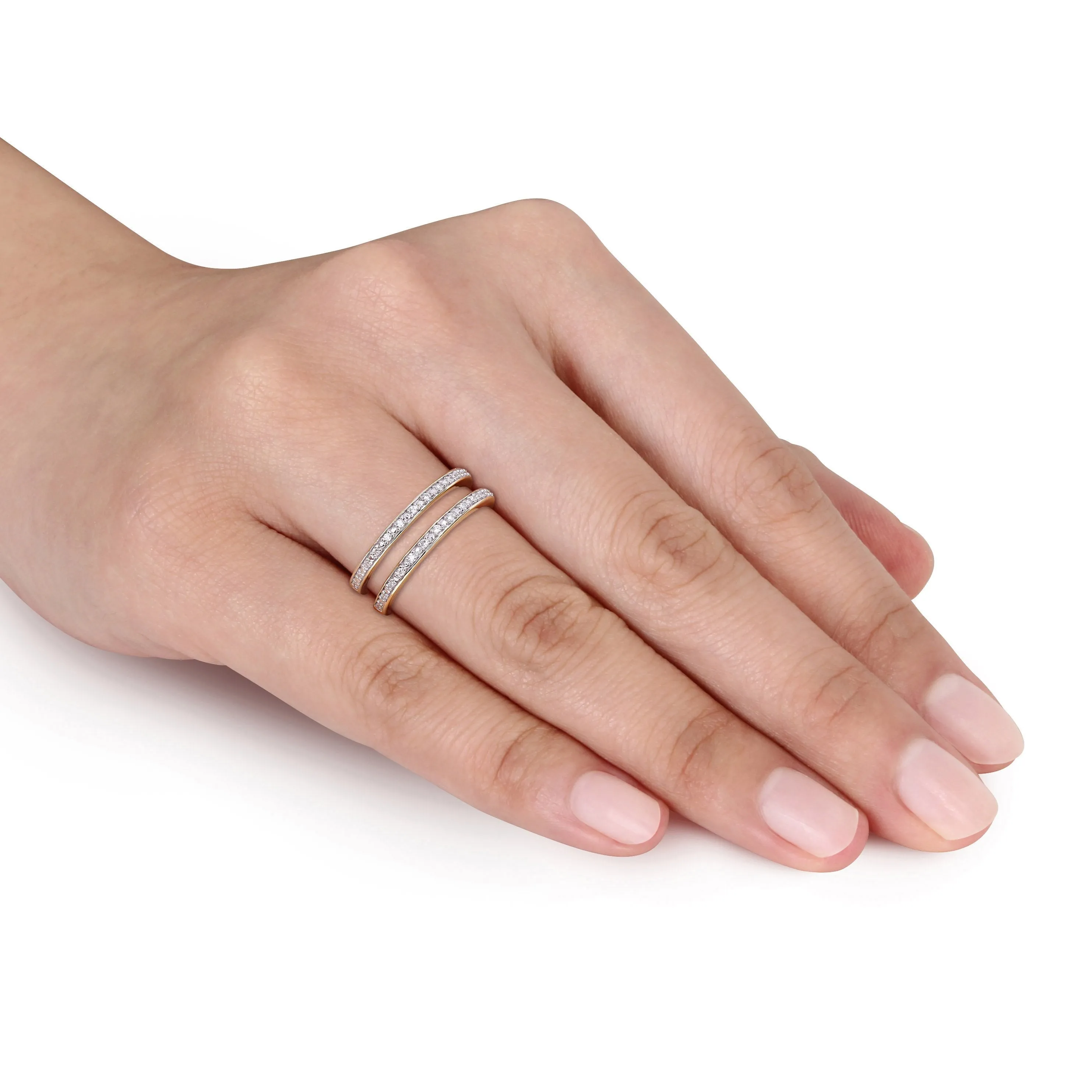 Two Layer 10K Yellow Gold Diamond Ring