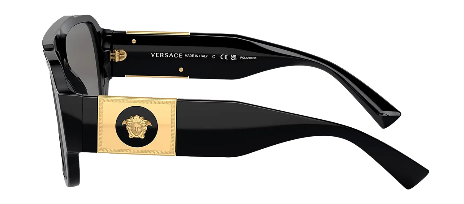 Versace VE 4436U GB1/81 Pillow Plastic Black Sunglasses with Grey Polarized Lens