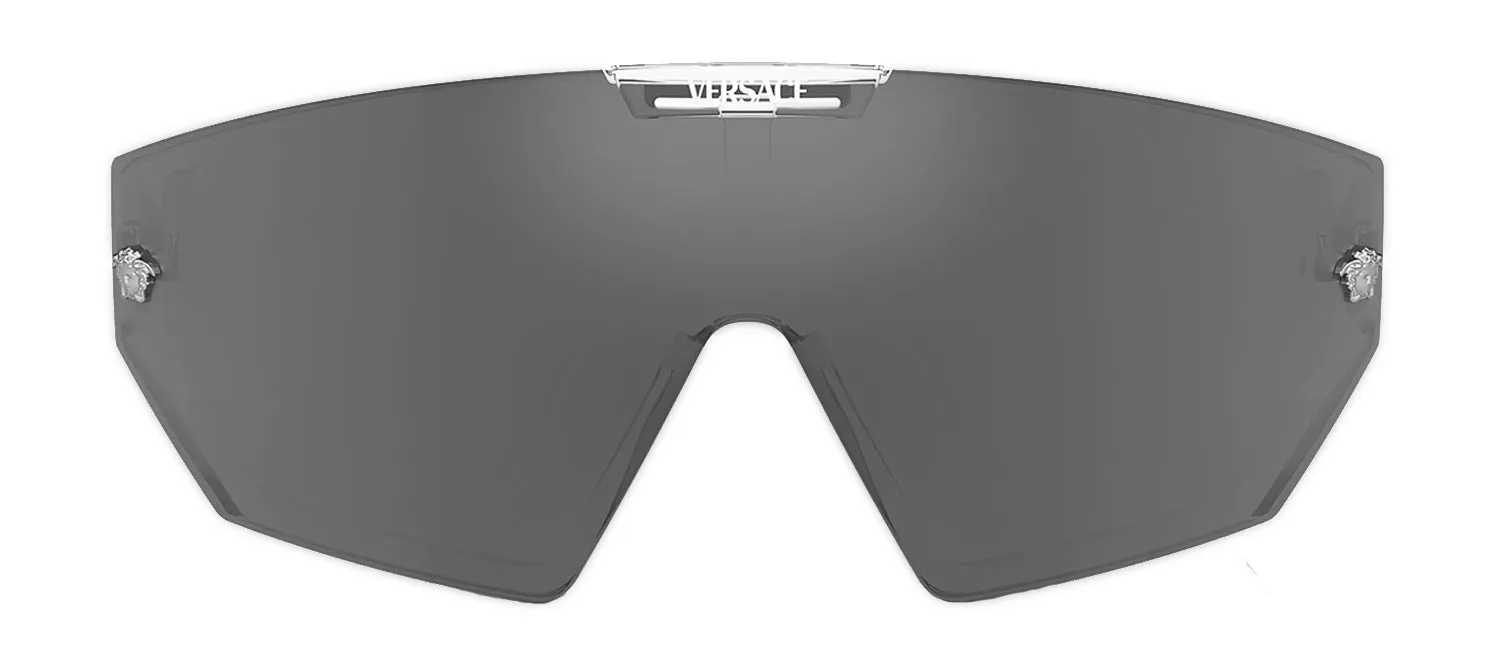 Versace VE 4461 148/6V Shield Plastic Clear Sunglasses with Grey Mirror Lens