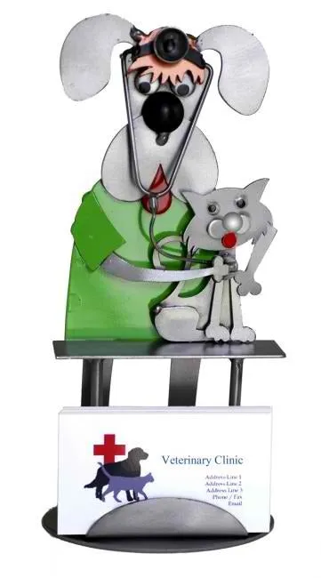 Vet Dog with Cat Business Card Holder