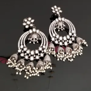 Victorian Polish Big Chandbali Kundan Earrings
