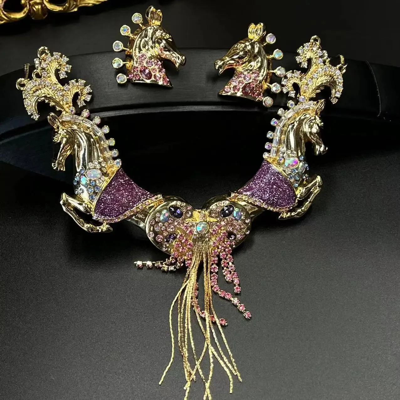 Vintage Circus Double Horse Necklace